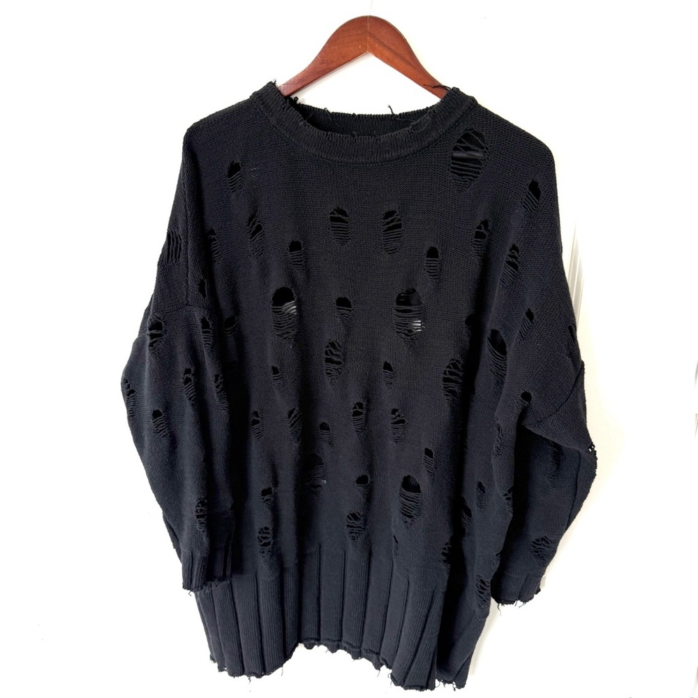 Lurdes Bergada Grunge Distressed Tunic Sweater Size Small